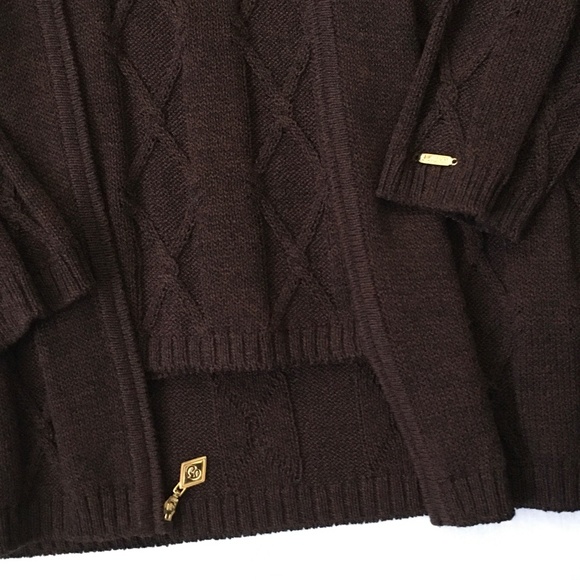 ST. JOHN Santana Knit Twin Set Tank Hooded Zip Cardigan Small Brown - Picture 5 of 13